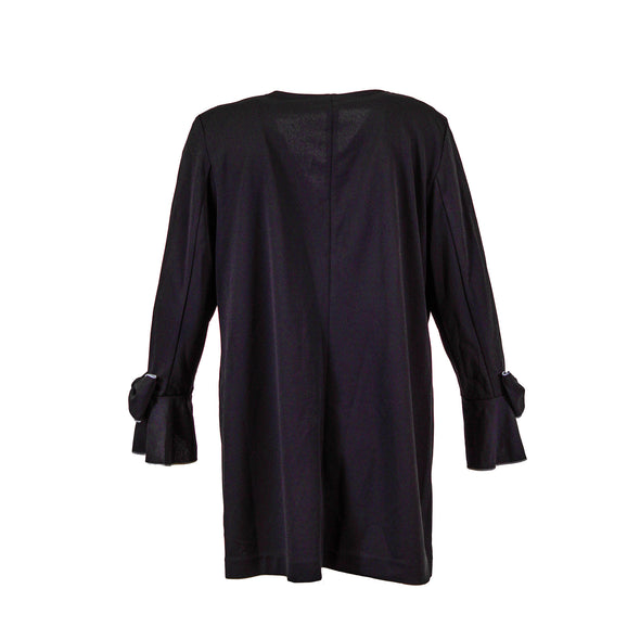 Alfani Women's Piped Bow Sleeve Open Front Jacket Black Size XL