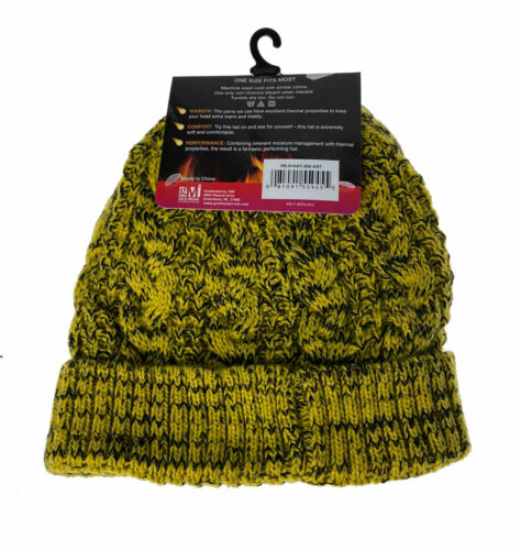 Polar Extreme Heat Women's Insulated Thermal Lined Marled Cuff Hat Yellow Black