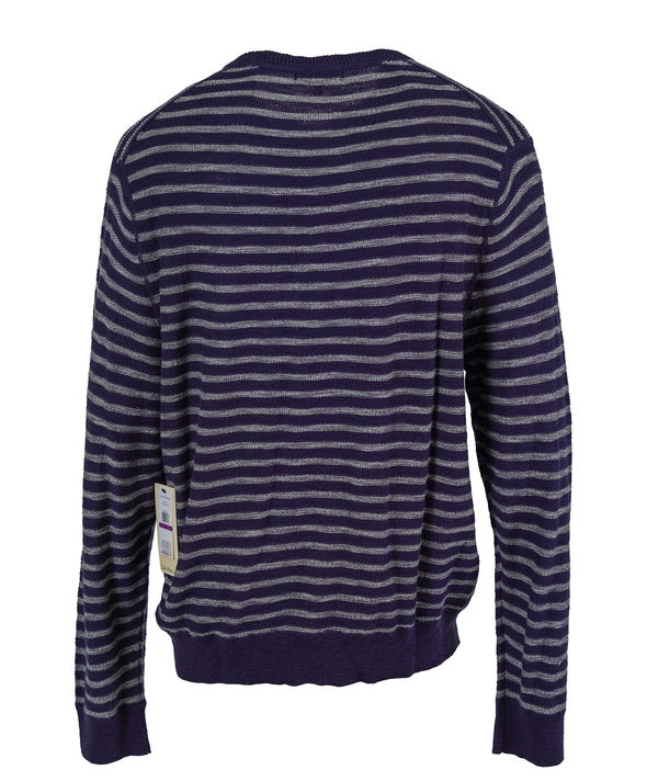 Calvin Klein Men's Long Sleeve Crew Neck Striped Sweater Blue Size XXL