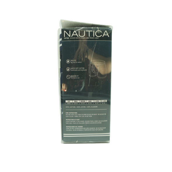 Nautica Men's 3 Pack Super Soft Cotton Classic Boxer Briefs Black Size Medium