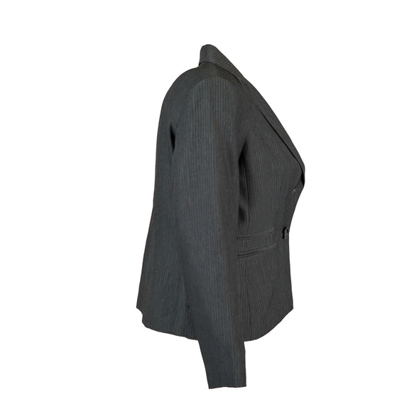 Le Suit Women's Petite Two Button Striped Suit Jacket Gray Size 12P