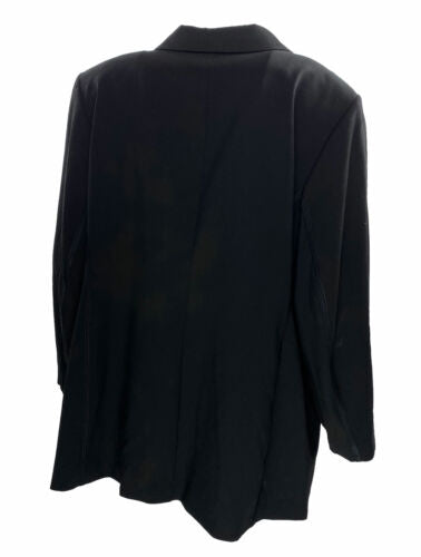 Calvin Klein Women's Plus Single Button Satin Trim Blazer Black Size 24W