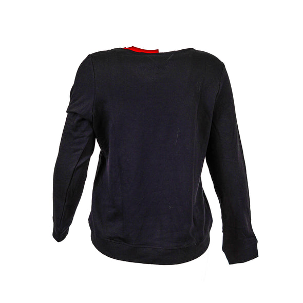 Tommy Hilfiger Women's Sport Varsity V Neck Sweatshirt Black Red White Size XL