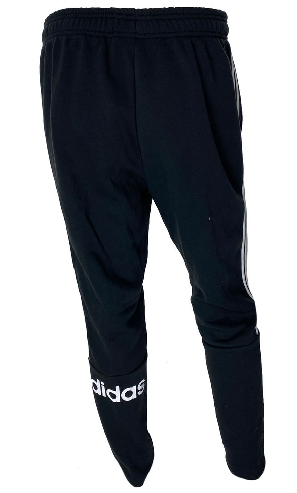 Adidas Men's Elastic Waist Three Stripe Jogger Sweatpants Black White Size XXL
