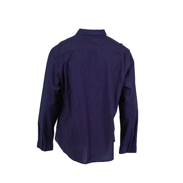 Calvin Klein Men's Single Pocket Button Front Long Sleeve Shirt Navy Blue XL