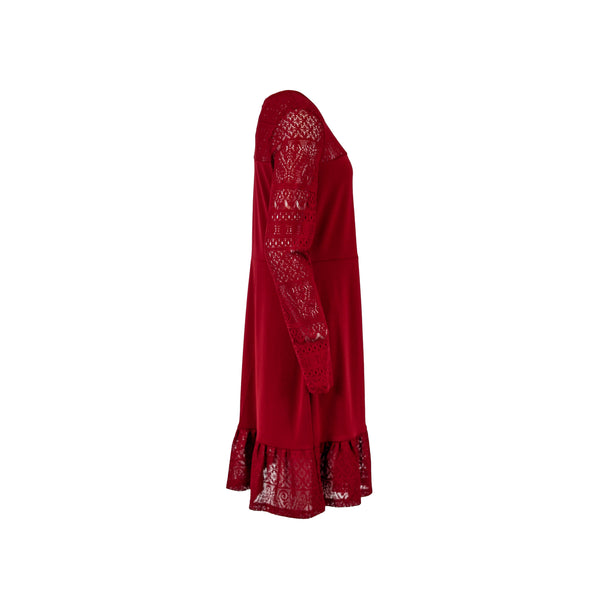 Michael Kors Women's Pointelle Trim Flounce Dress Red Size Medium