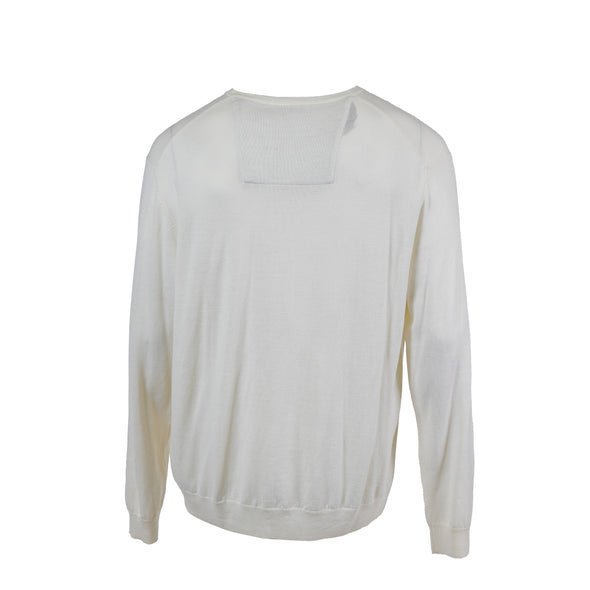 Calvin Klein Men's Merino Wool V Neck Long Sleeve Sweater Ivory Size XXL