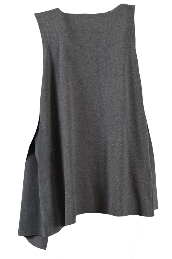 Calvin Klein Women's Plus Size Faux Suede Knit Open Front Vest Gray Size 0X