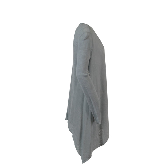 Eileen Fisher Women's V Neck Linen Blend Handkerchief Hem Top Blue Size Small