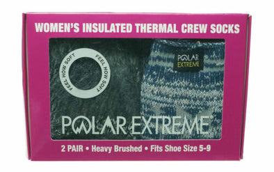Polar Extreme Women's 2 Pair Thermal Insulated Fleece Crew Socks Marl Blue
