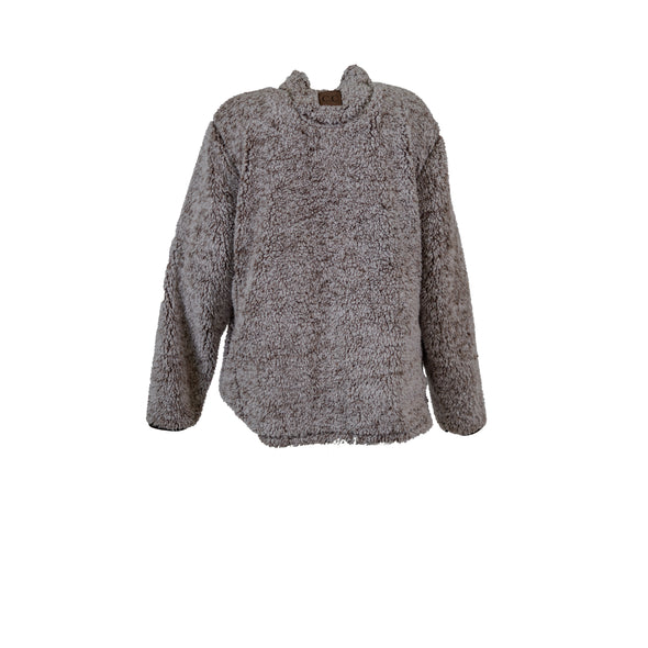 Girlie Girl Women's Sherpa Quarter Zip Sweater Brown Size XL