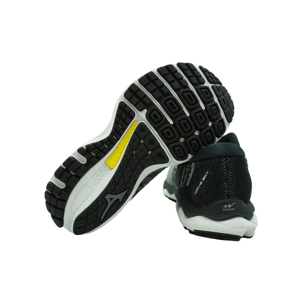 Mizuno Men's Wave Sky Waveknit 3 Running Athletic Shoes Black Gray 2E Wide