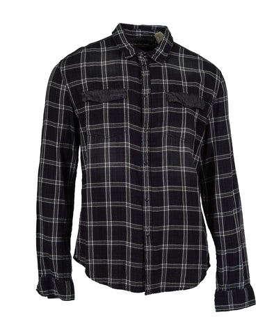 Calvin Klein Men's Double Faced Plaid Snap Front Shirt Black Size XL