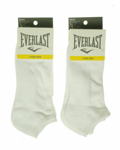 Everlast Men's 6 Pair Pack 1/2 Cushion No Show Socks White