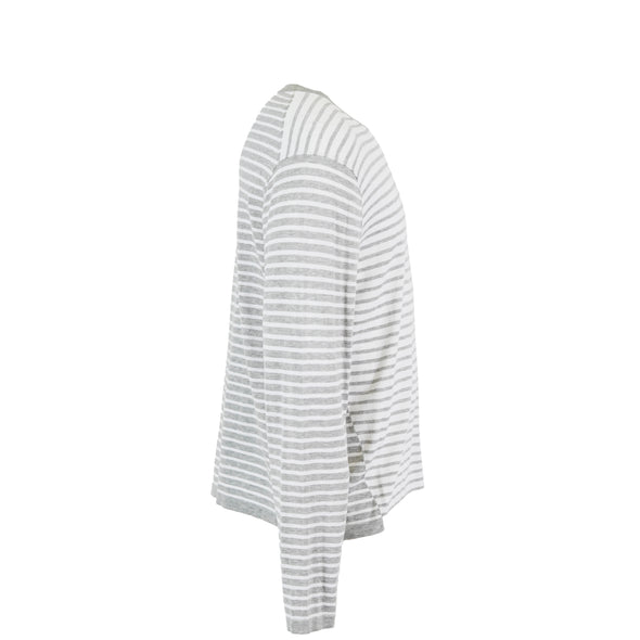 Michael Kors Men's Crew Neck Long Sleeve Stripe Sweater Gray White Size XXL
