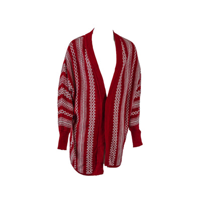 Lucky Brand Women's Patterned Lounge Sweater Cardigan Red White Small/Medium