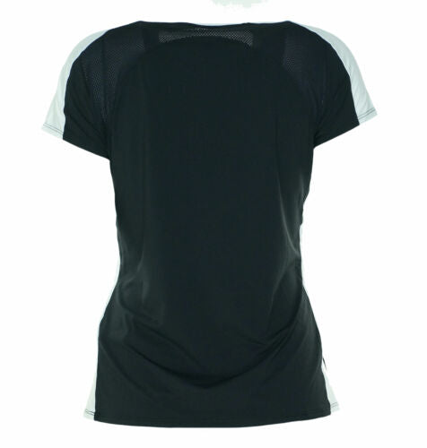 Asics Women's Striker Cap Short Sleeve Shirt Black White Size XL