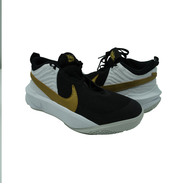 Nike Boy's Team Hustle D 10 Basketball Athletic Shoes Black White Gold Size 6