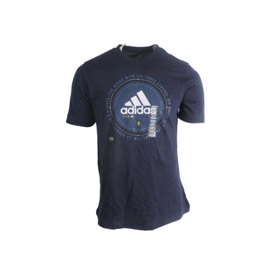 Adidas Men's Athletics Graphic Crew Neck Short Sleeve Shirt Navy Blue Medium