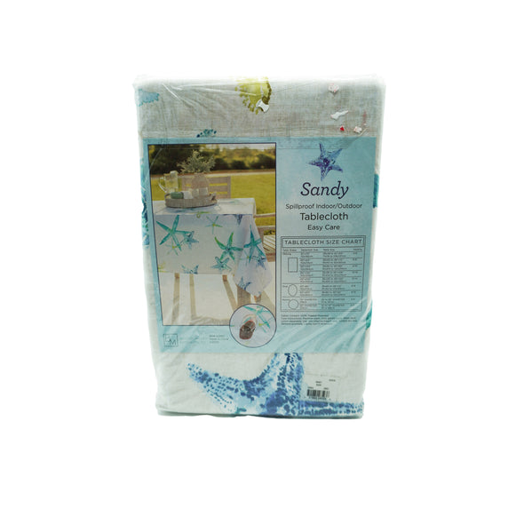 Benson Mills Sandy Spillproof Tablecloth 60in x 84in Oblong Blue White