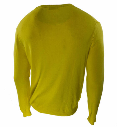 Calvin Klein Men's Ribbed V Neck Long Sleeve Sweater Yellow Size Large