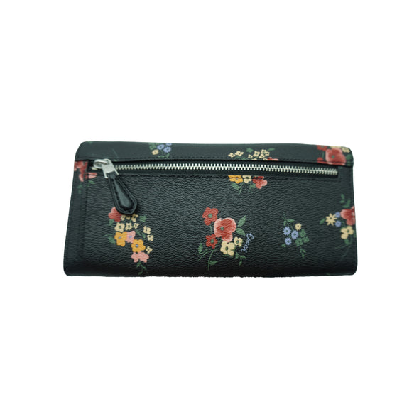 Coach Women's Slim Envelope Soft Wallet Floral Print Black Multi