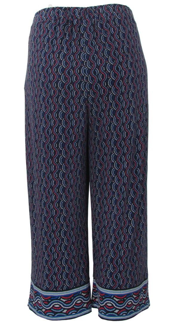 Michael Kors Women's Printed Casual Capri Pants Navy Blue Size XL