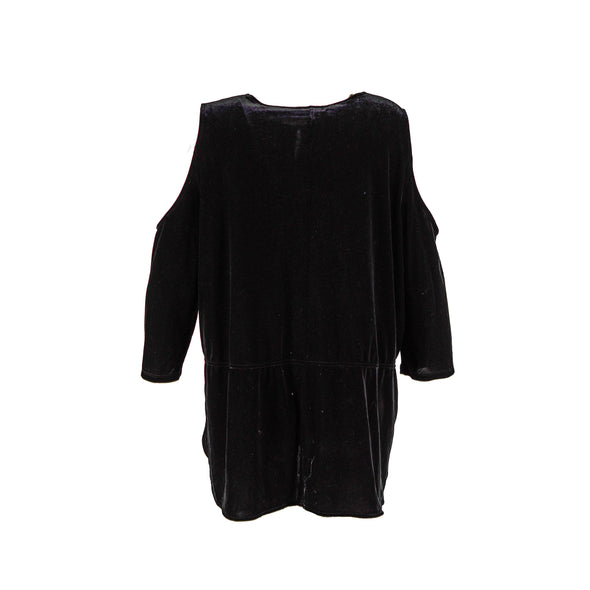 Lauren Ralph Lauren Women's Kiralynn Velvet Cold Shoulder Blouse Black Size 3X