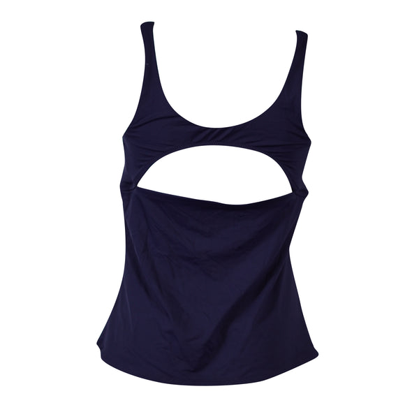 Athleta Womens Swim Mod Block Cutout Tankini Top - Dress Navy (Large)