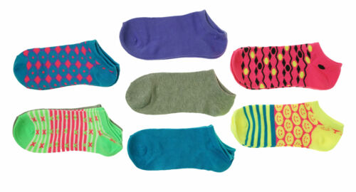 Everlast Women's 7 Pair Value Pack No Show Bright Color Socks Blue Multi