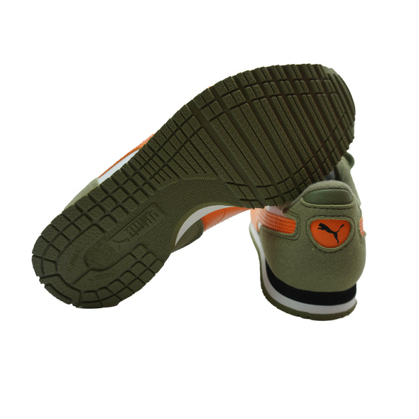 Puma Kid's Cabana Racer Hook & Loop Sneakers White Lichen Green Orange Size 2.5C