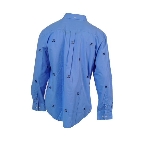 Tommy Hilfiger Men's Johnson Crest Critter Button Front Shirt Blue Size XL