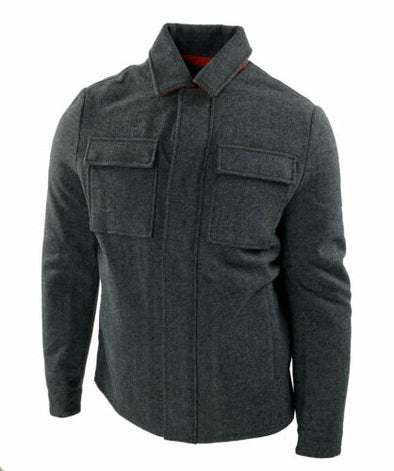 Calvin Klein Men's Herringbone Full Zip Jacket Charcoal Size Medium
