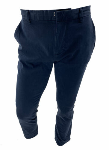 DKNY Men's Slim Fit Tapered Leg Sateen Pants Navy Blue Size 30x32