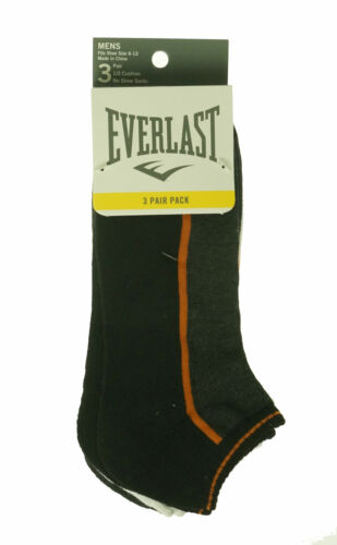 Everlast Men's 3 Pair 3 Pair 1/2 Cushion No Show Socks Orange Black Gray