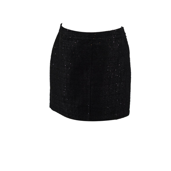 Anne Klein Women's Sequin Tweed Straight Skirt Black Size 8