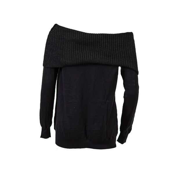 Michael Kors Women's Petite Off The Shoulder Sweater Black Petite Small