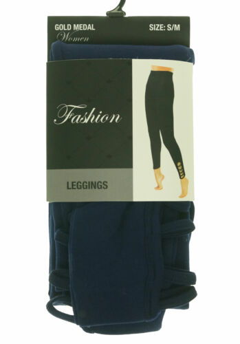 Gold Medal Women's Fashion Fleece Lined Leggings with 5 Side Holes Navy