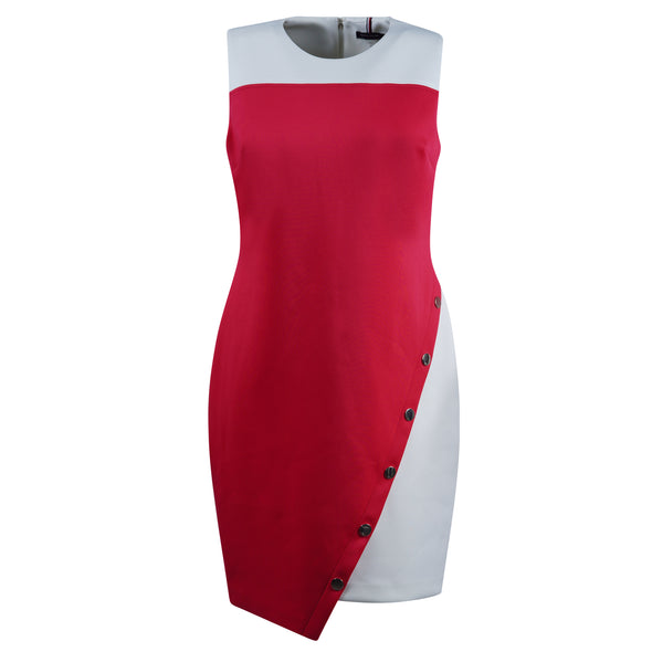 Tommy Hilfiger Women's Sleeveless Sheath Colorblock Dress Pink White Size 16