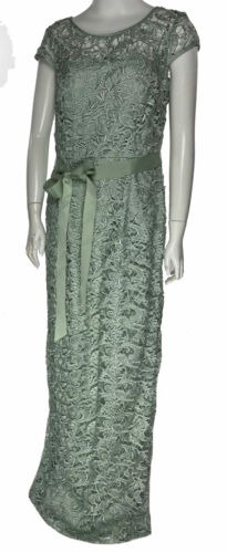 Adrianna Papell Women's Cap Sleeve Illusion Lace Gown Mint Green Size 10