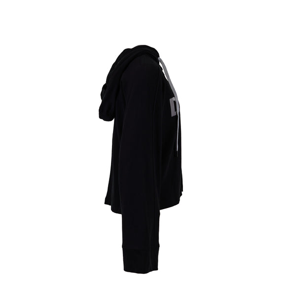 Dkny Sport Wide-Sleeved Logo Cropped Zip Hoodie Black Size Medium