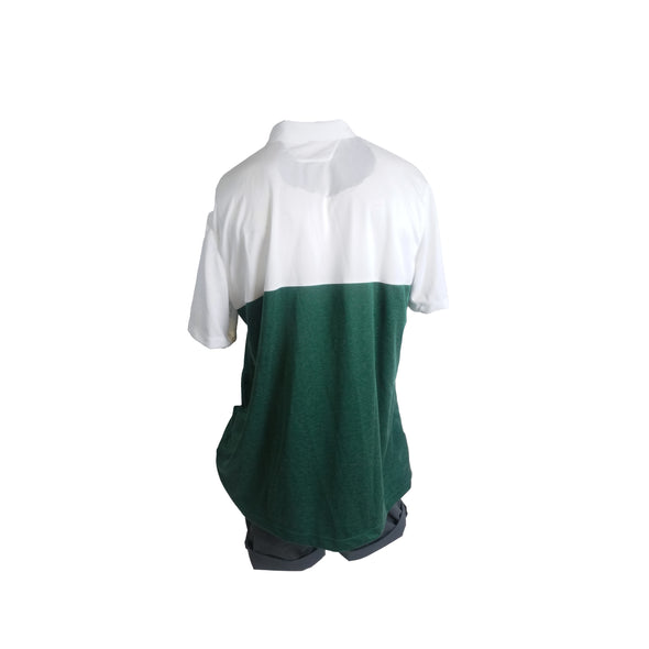 Nike Men's Dri Fit Short Sleeve Color Block Polo White Green Size XL