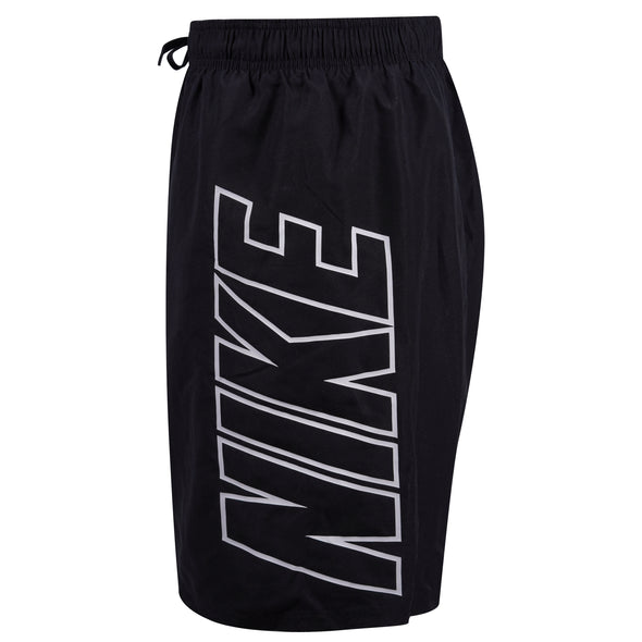 Nike Men's Elastic Waist Logo Board Shorts Black White Size XXL