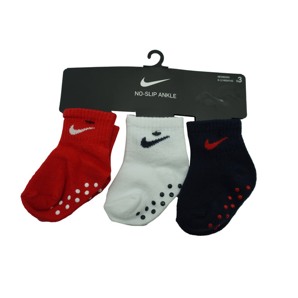 Nike Baby Boy's Ankle Gripper Socks Navy Blue Red White 6/12 Months