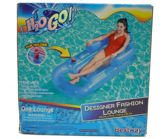 H20GO! Designer Fashion Lounge Inflatable Pool Float Blue