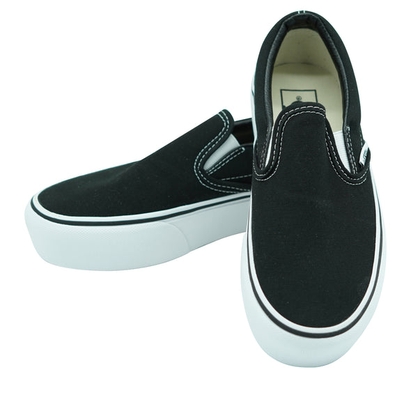 Vans Women's Platform Slip On Sneakers Black White Size 6