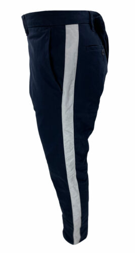 DKNY Men's Side Stripe Flat Front Chino Pants Navy Blue