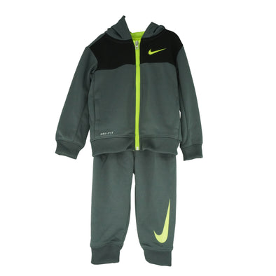 Nike Baby Boy Therma Fleece Full Zip Hoodie & Jogger Pants Set Gray Black Yellow
