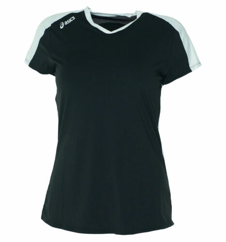 Asics Women's Striker Cap Short Sleeve Shirt Black White Size XL
