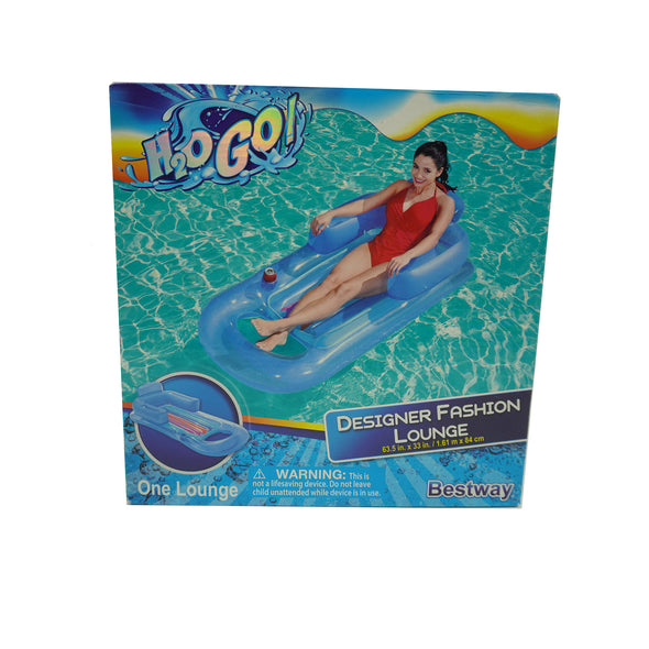 H20GO! Designer Fashion Lounge Inflatable Pool Float Blue